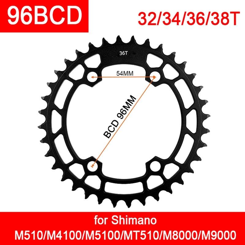 WUZEI MTB Chainring 96BCD Mountain Bicycle Chainwheel 32 34 36 38T Bicycle Crown for Shimano MT510 M5100 32T
