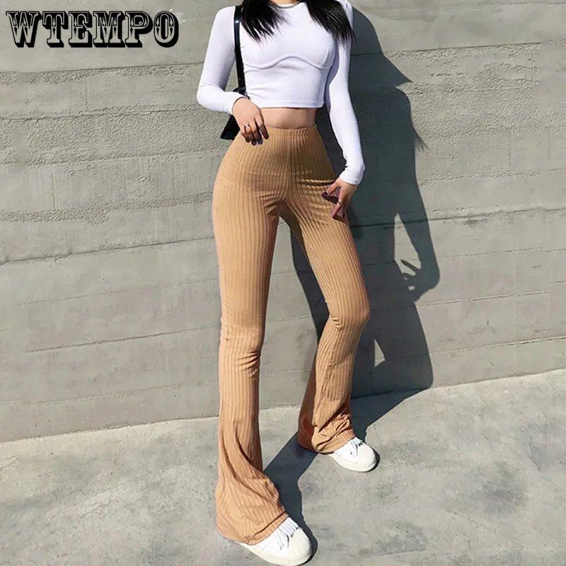 Solid Hot Y2K Woman Pants Aesthetic Fashion Streetwear Women Clothes Slim High Waist Sexy Bell Bottom Long Flare Tights