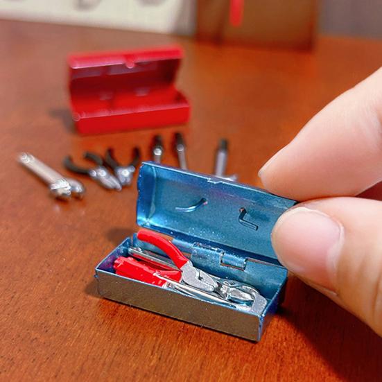 1 Set 1:12 Mini Dolls Tools Metal Home Repair Tool Model Miniature Hammer Wrench Hand Tools for Doll Mansion Decoration Yard Supplies Pretend Play Toy