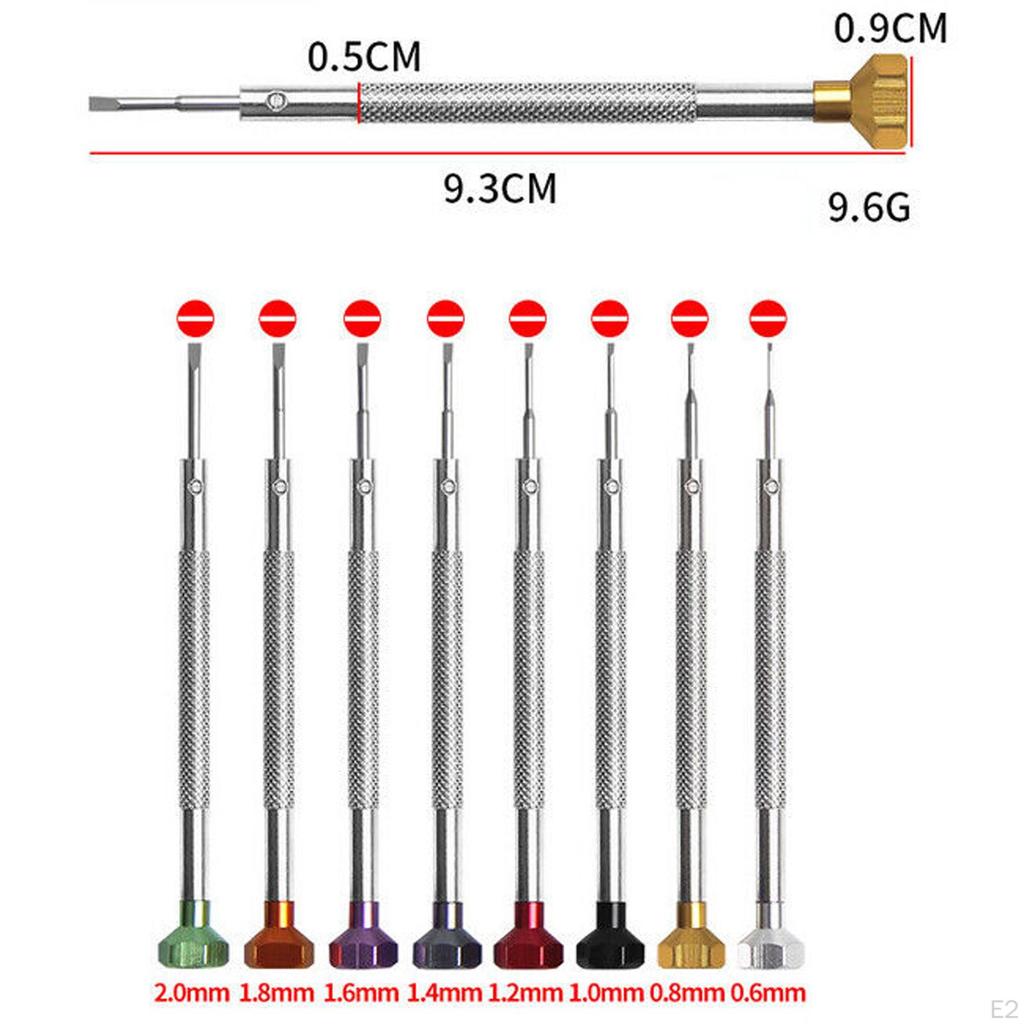 8x Jewelers Skrutrekkersett Klokkeskrutrekker Ulike størrelser Urmakere for