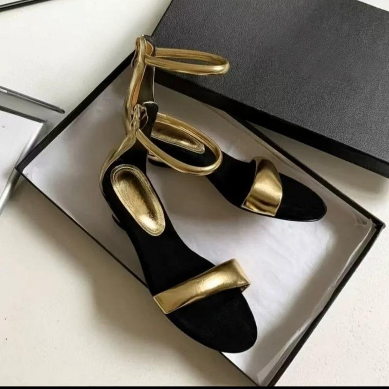 Fashion Women's Fashion Wedge Sandals Summer New Round Toe Open Toe One Strap Bag Heel Anti-Slip Wear-Resistant Flats