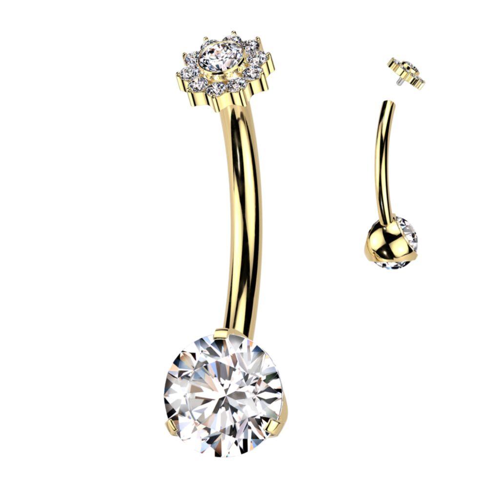 Lotus  G23 Titanium Belly Button Rings Navel Piercing Jewelry Zircon Gem Body Piercing Jewellery for Women and Men