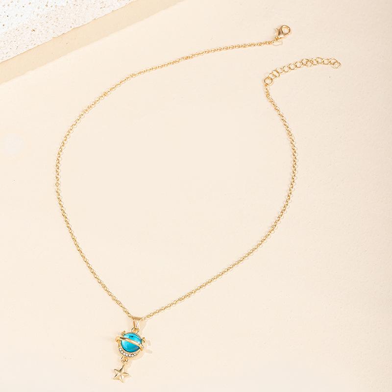 Accessories Fashion Diamond Planet Pendant Personalized Alloy Star Necklace Women's Cover