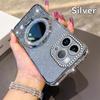 KEYSION Luxury Glitter Jewelled Magnetic Phone Case for iPhone 13 14 Pro Max Makeup Mirror Ring Stand Shockproof Back Cover