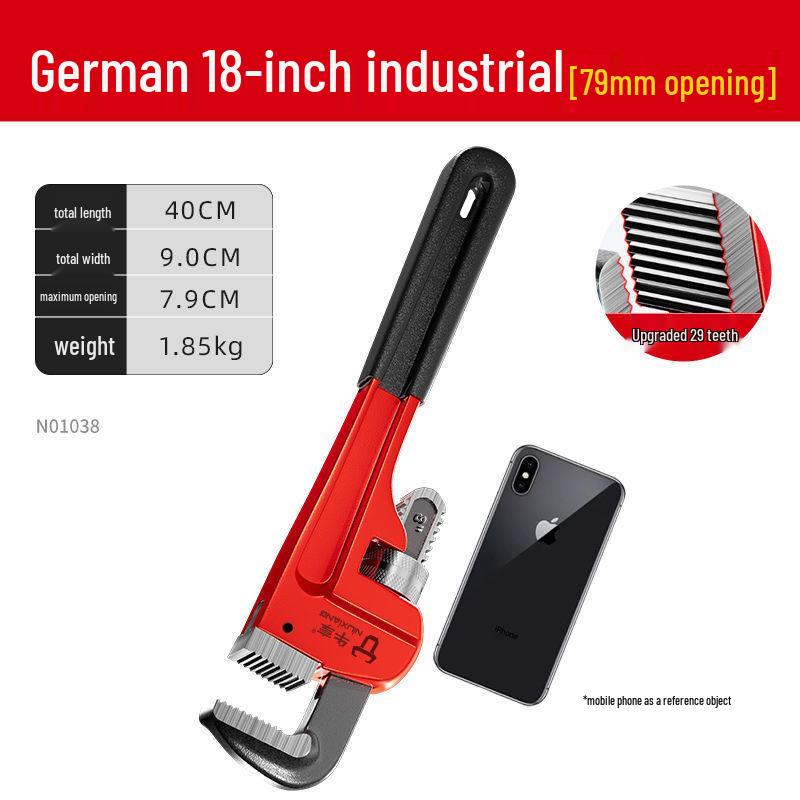 German Style Heavy Duty Pipe Wrench and Universal Water Pump Pliers – Large Opening, High Hardness for Plumbing Installation