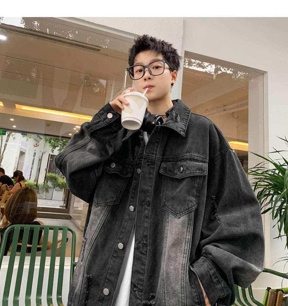 Men's Winter Lambswool Denim Jacket - Trendy American Style, Thickened with Velvet for Warmth, Hong Kong Inspired Fashion.