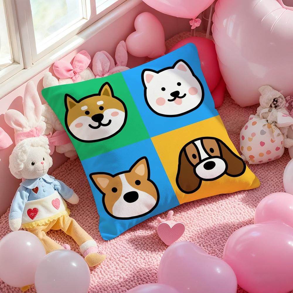 Enkla linjer hund Tecknad Kuddfodral Mönstertryckt Örngott för Vardagsrum Soffa Kuddfodral & Sovrumsdekor