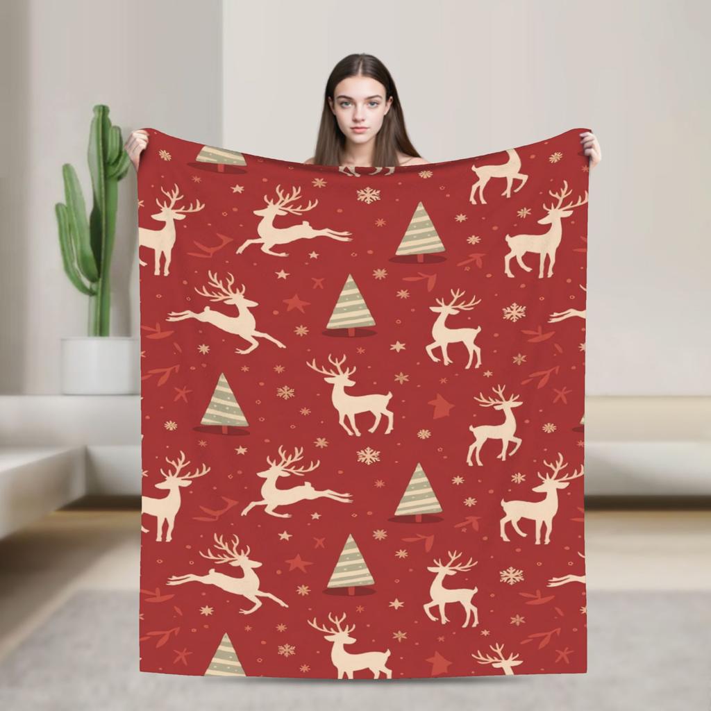 Plaid & Holiday Christmas  Flannel Blanket Autumn  Super Warm Bedding Throws for Kids Adult Bedroom Bedspread Sofa Bed Cover