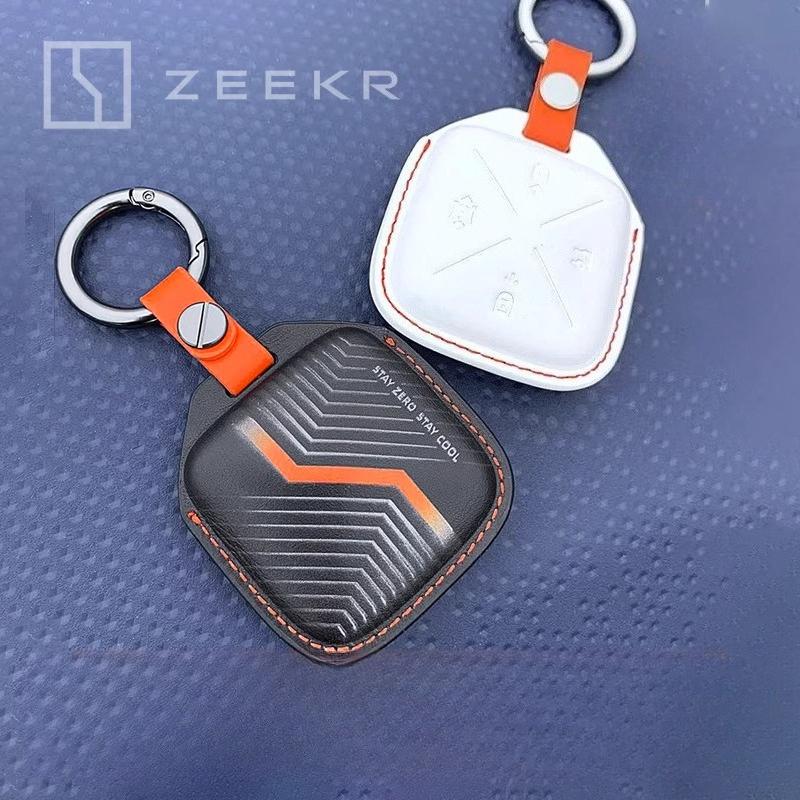 For Zeekr 001/009/X Bluetooth Key Case Geek Leather Key Protective Case Interior Decoration Car Accessories Modification Tools