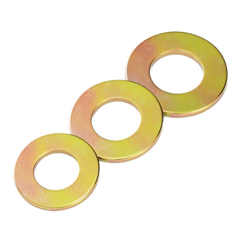 Yellow Color-Plated Zinc Flat Washer, Oversized 4.8 Grade Metallic Gold, Thickened & Thin Shim Options