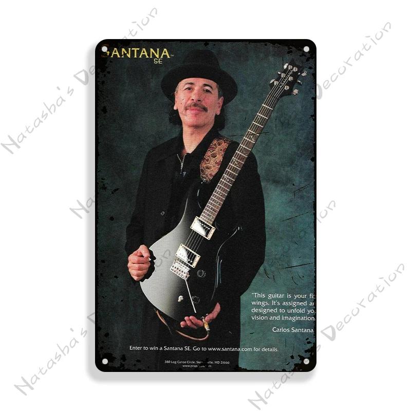 Rockmusik Poster Santana Metallschild ROCK Band Schild Bar Cafe Club Metallplatte Vintage Metallplakette Garage Cafe Wanddeko Schilder