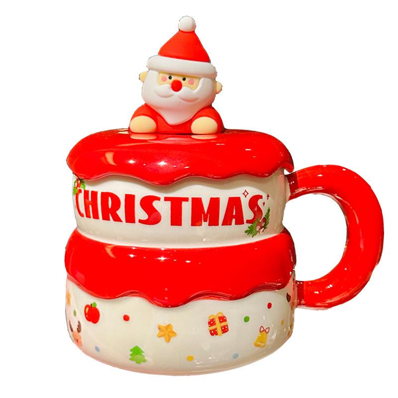 Cartoon Santa Claus Mug with Lid Good Looking Household Ceramic Water Cup Christmas Gift Souvenir