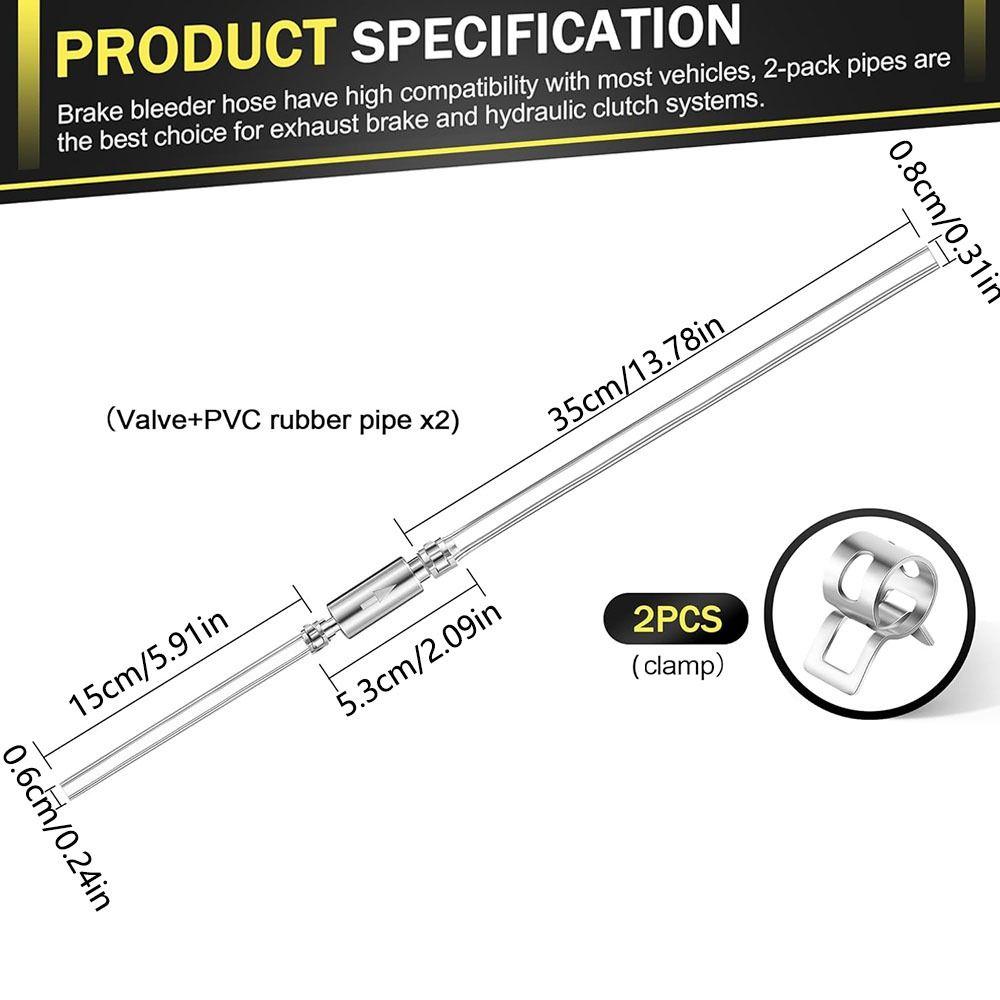 2Pack One Way Check Valve Motorcycle Brake Bleeder Hose Kit Motorcycle Maintenance