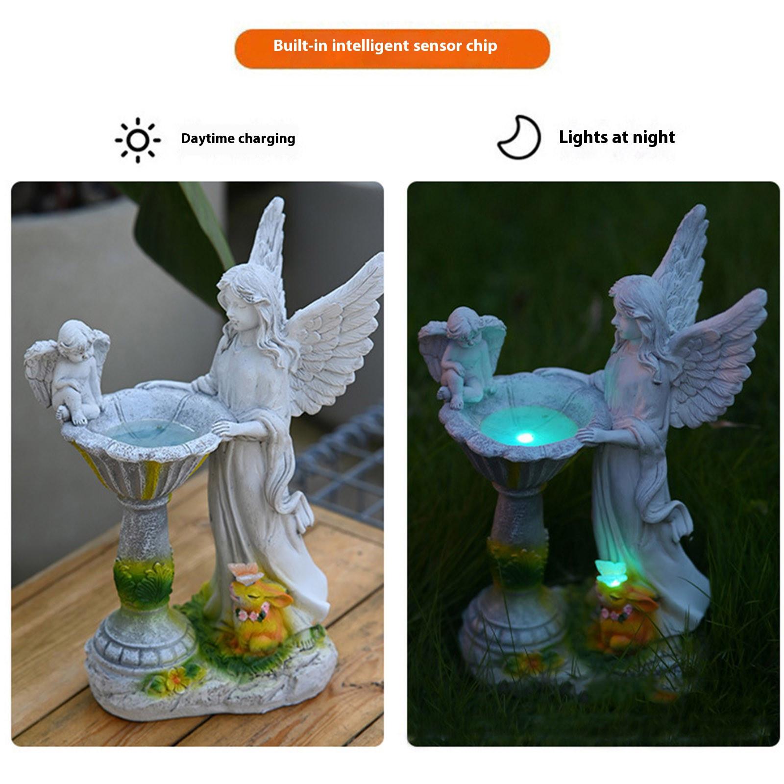 Colorful Angel Decoration Solar Resin Garden Statue Garden Light Outdoor Resin Crafts Angel Decoration Fun Christmas Ornament (White,One Size) белый