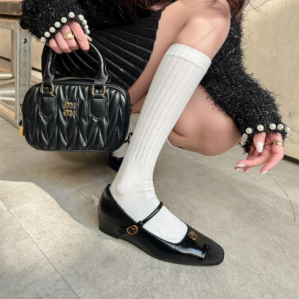Sheepskin Version~ Xiaoxiangfeng Genuine Leather Soft-soled Mary Jane Shoes Women's Inner Height Increase Thick-soled Small Leather Shoes Shallow M