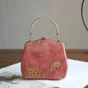 Retro Flower Small Square Bag Chinese Style Handbags Elegant Kiss Lock Shell Chain Shoulder Bags Banquet Crystal Dinner Bag Sac
