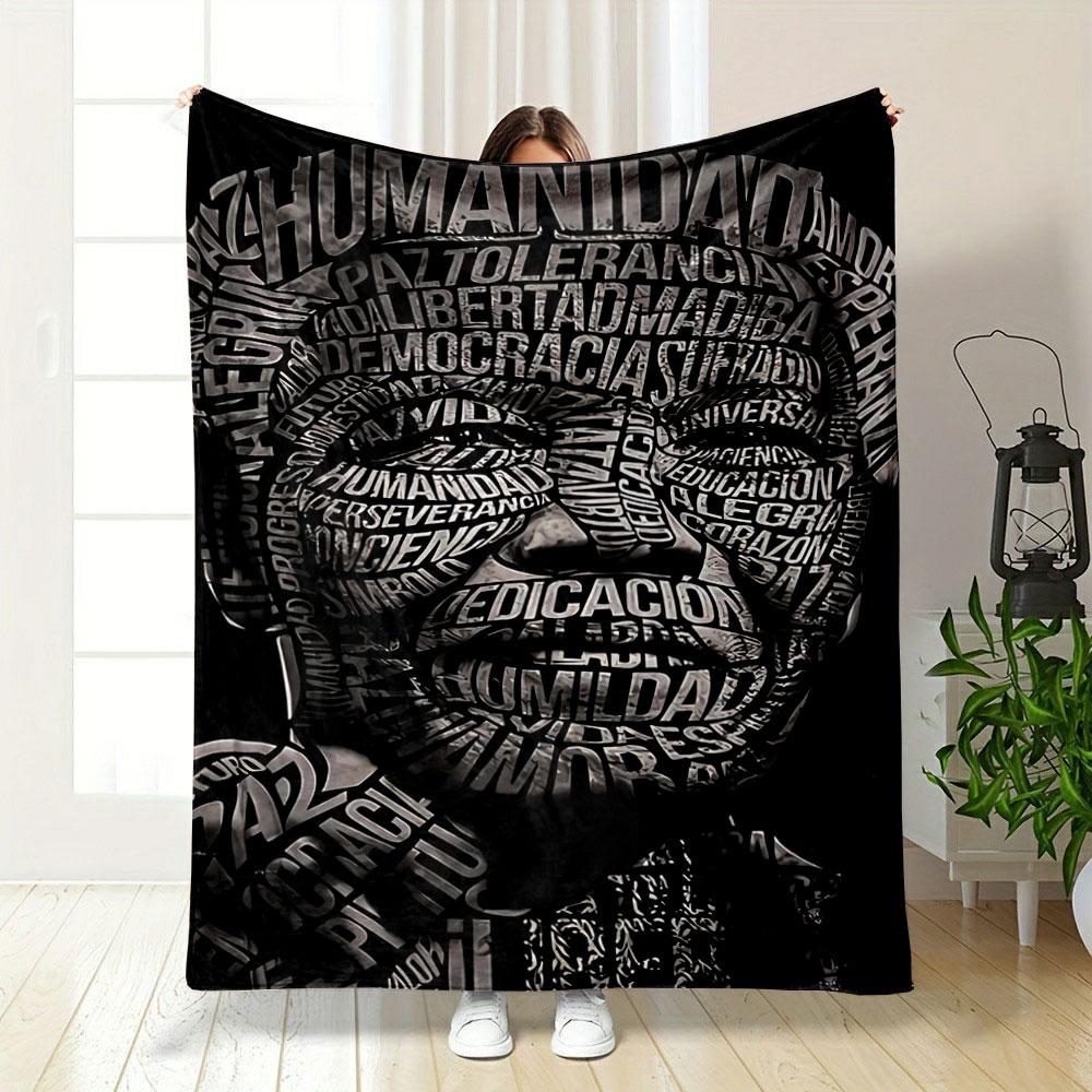 Text-based Patterns with Large Bold Words On a Dark Background. for All Seasons Blanket Lunch Break Throw Gift 75X95CM