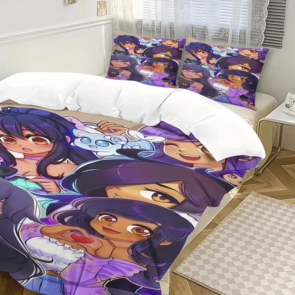 Cartoon Bedding Set Duvetcover Set Single Double King Size Kawaii Cartoon Aphmau Adult Boys Bedroom Duvet Cover And Pillow Case
