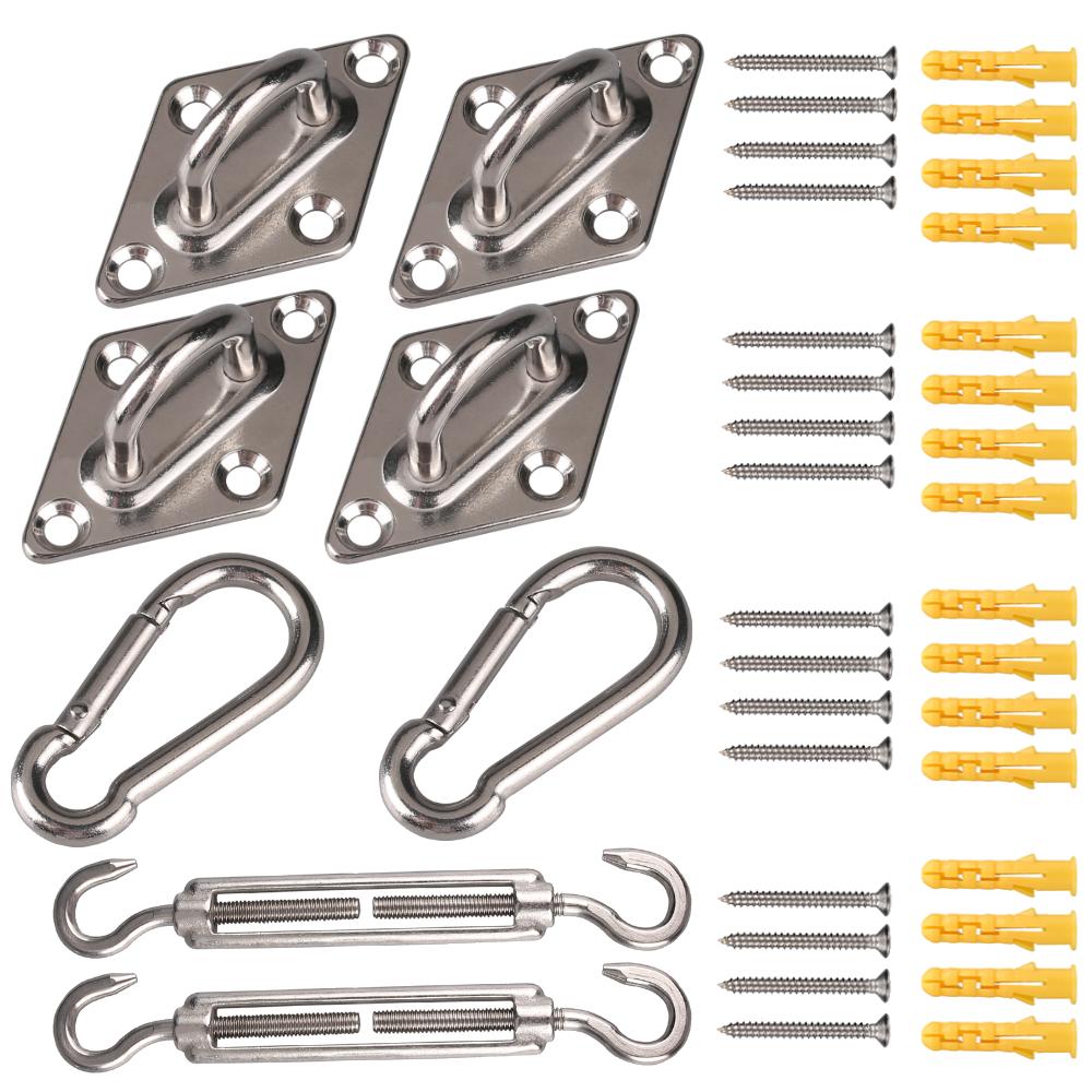 Awning Attachment Set Heavy Duty Sun Shade Sail Stainless Steel Hardware Kit for Garden Triangle Square Rectangle Fixing Accesso