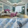 Luxuriöse europäische himmelblaue florale Vliestapete (1 Rolle) - Verdickt, nicht selbstklebend mit Perlmuttbasis für Küche/Schlafzimmer/Wohnzimmer/Arbeitszimmerwand