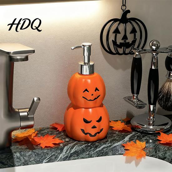 Refillable Shampoo Container Halloween Pumpkin Soap Dispenser Lotion Liquid Hand Bottle Dispenser Durable Vinyl Press Type Dispensing Bottle