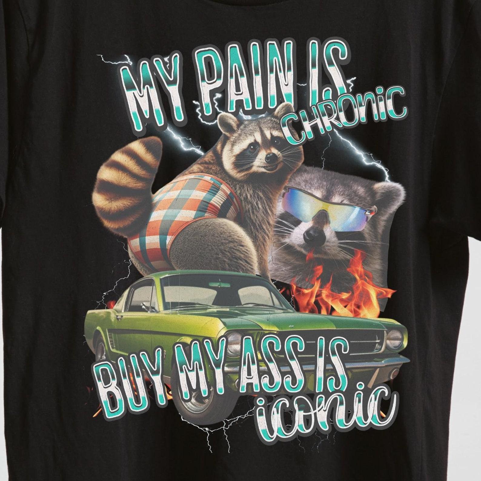 Funny Raccoon Meme Shirt: 90s Bootleg Style Tee M
