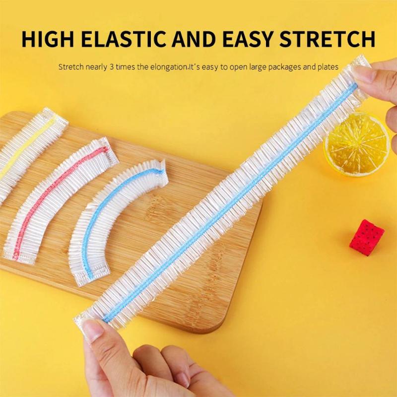 100Pcs Colorful Disposable Food Cover Elastic Wrap Food Covers Fresh-Keeping Lid Plate Kitchen Nylon Colorful Storage Bags