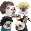 Funny Dog Cat Cosplay Wig Small Dog Headwear Cosplay Costume Props Pet Wigs for Halloween Christmas Eve Festival Party Decor