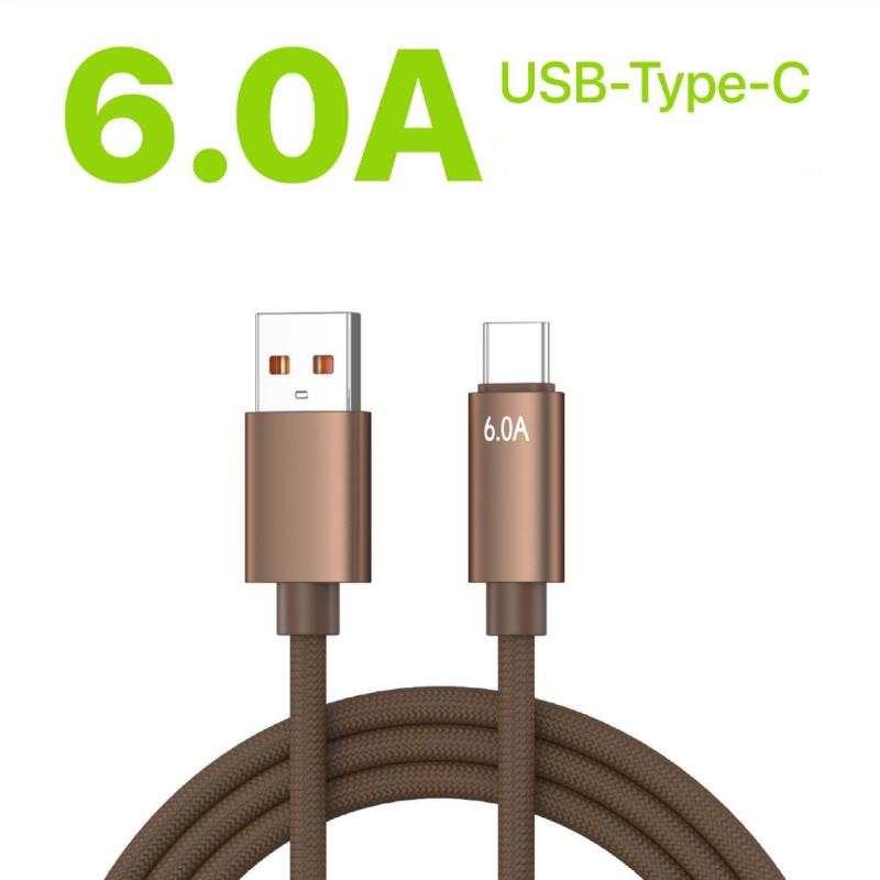 6A USB‑A to Type‑C Fast Charging Cable Nylon Braided High‑Speed Data Sync Charger Cord 1M Black Grey Coffee For Huawei Xiaomi