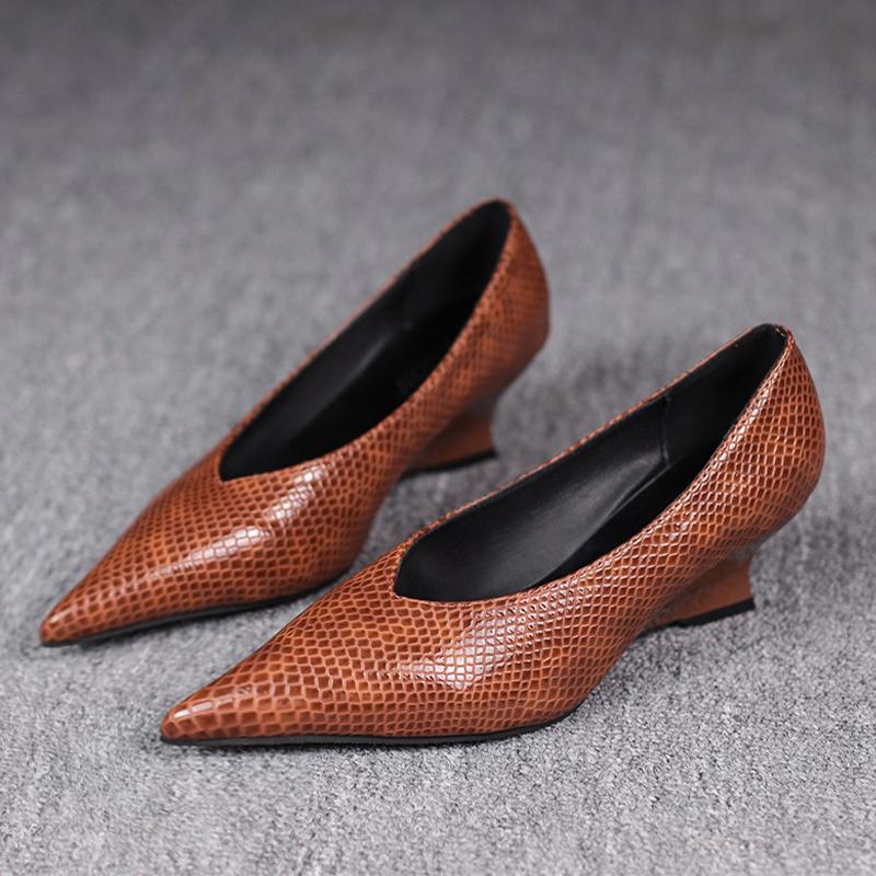 Модные женские туфли-клинья с острым носком, неглубокие, роскошные туфли на каблуке, осенняя новинка 2025 года, дизайнерские элегантные туфли-лодочки, модные сексуальные Zapatos De Mujer