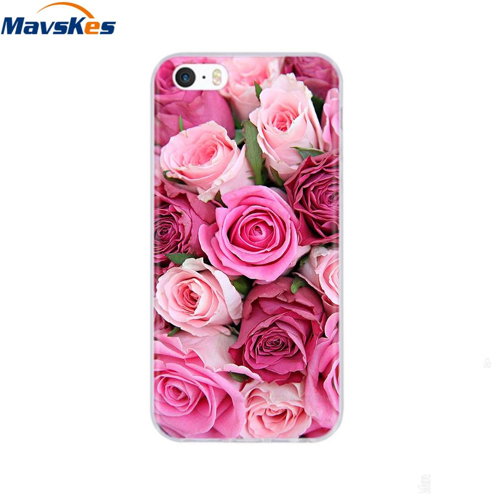 soft tpu case for iPhone 4 4s 5 5s SE 6 6s cute cartoon cat flower fashionable silicone phone case cover full protective coque