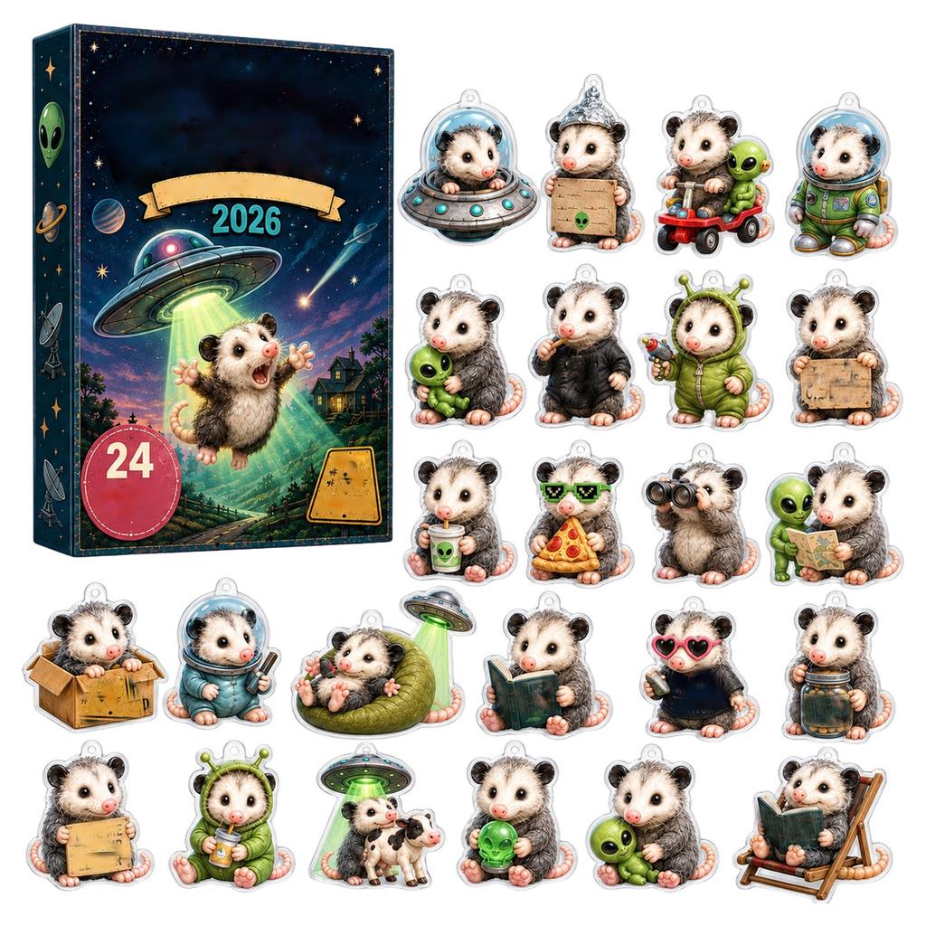 2D Christmas Advent Calendar Cute Pet Series Christmas Tree Hanging Ornament for Holiday Decoration