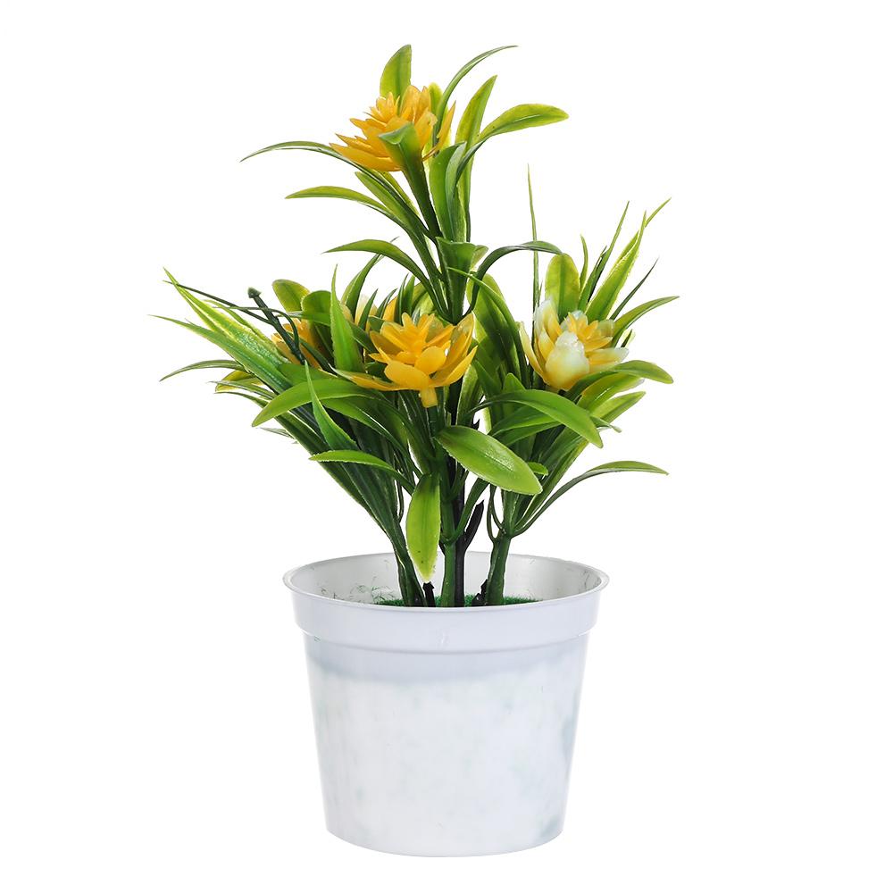 Yellow Color for Office Miniascape Outdoor Decor Artificial Flower Fake False Plants with Pots