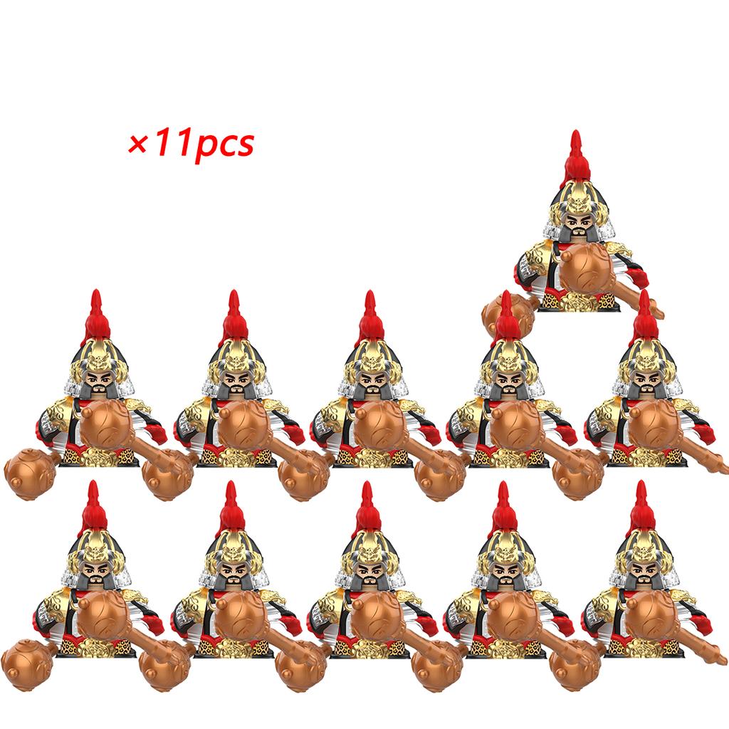 11pcs Ancient Chinese Hero Yue Fei General Military Armor Soldier Action Figures Building Block Sword Helmet DIY Brick Toy