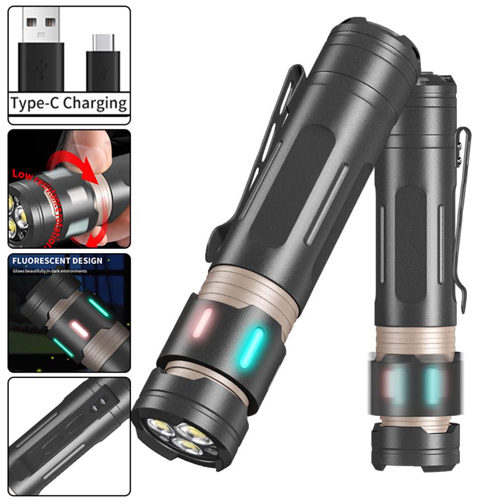 Portable High Power 3* XPG LED Flashlight 18650 5000LM EDC Type-C SOS Fluorescent Light Decompression Toys