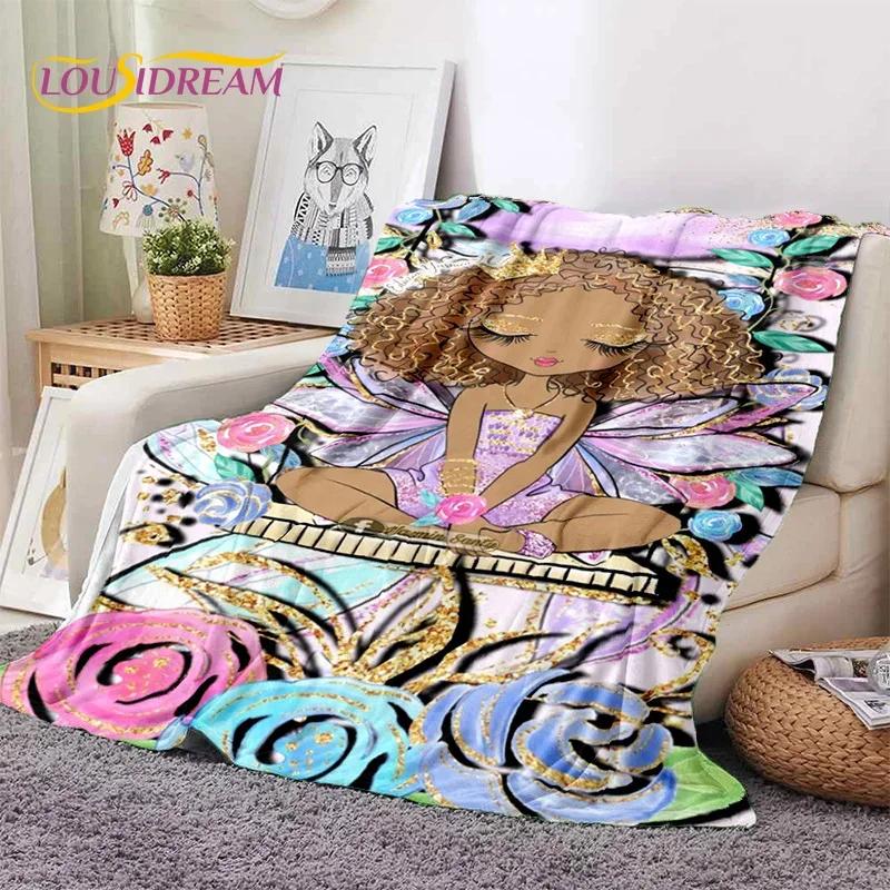 Urocza Dziewczynka Baletnica Wróżka Kreskówkowa Miękki Koc Flanelowy do Łóżka Sypialni Sofy Pikniku, Koc do Okrycia na Zewnątrz Rekreacja Prezent