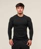 Men's Black and Red Compression Long Sleeve Shirt, Performance Workout Top, Muscle Fit Athletic Wear
