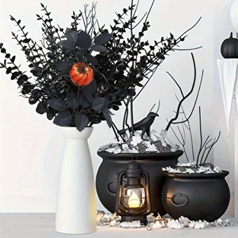 Halloween Black Leaves Ornament Artificial Tree Branches Decorative Plastics Arrange Props Bouquet Desktop Table 3 Styles