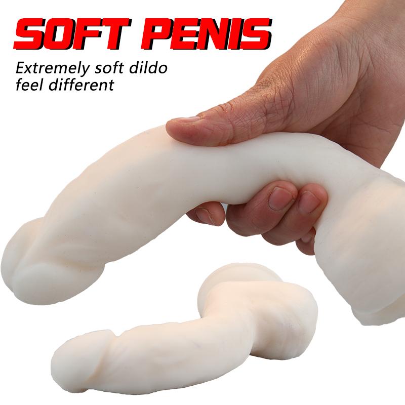 Superweicher Dildo mit Saugnapf, weibliches Masturbationsspielzeug, Penis-Hautgefühl, realistischer Schwanz, weiches Material für Oralsex, weiblich