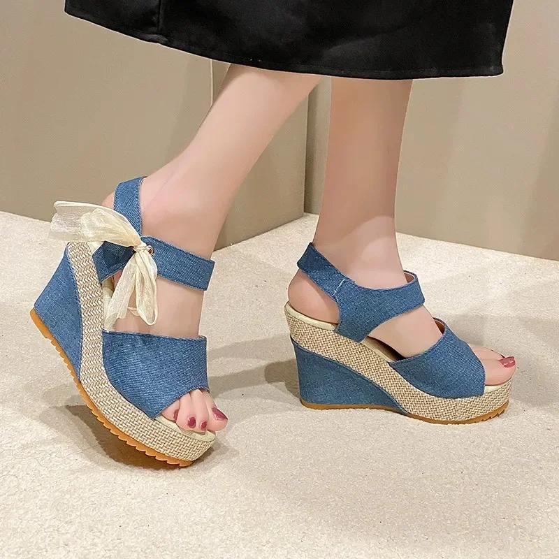 High Quality Women's Shoes Plus Size Women's Sandals Peep Toe Dress Sandals Women New Round Toe Wedge Sandals