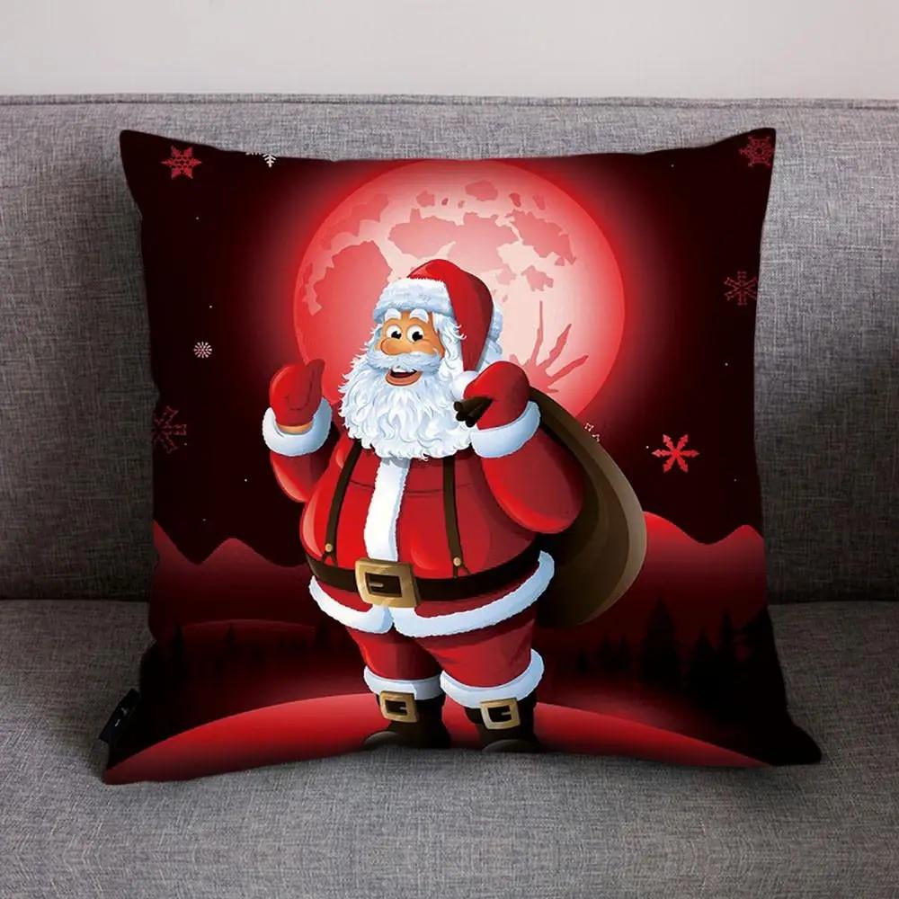 Christmas Tree Santa Claus Snowflake New Year Decoration Pillow Cover Bedroom Sofa Restaurant Seat Pillow Cover pillow cover