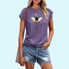 Women Fashion Bee Print T-shirt Sring&summer Casual Ladies Round Collar Tee Shirt