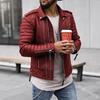 New autumn and winter men's route thickened lapel cotton clothes European and American zipper solid color leather jacket men