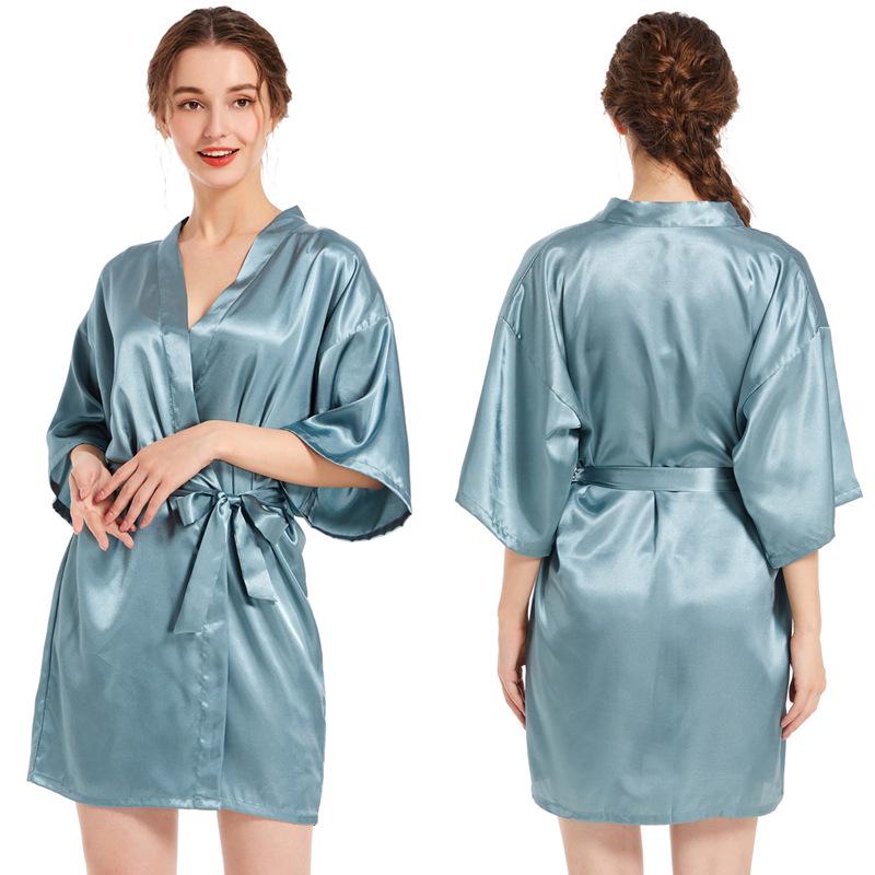 Women's Satin Twist Short Bathrobe - Glossy, Solid Color, Summer Thin, Sexy Cardigan