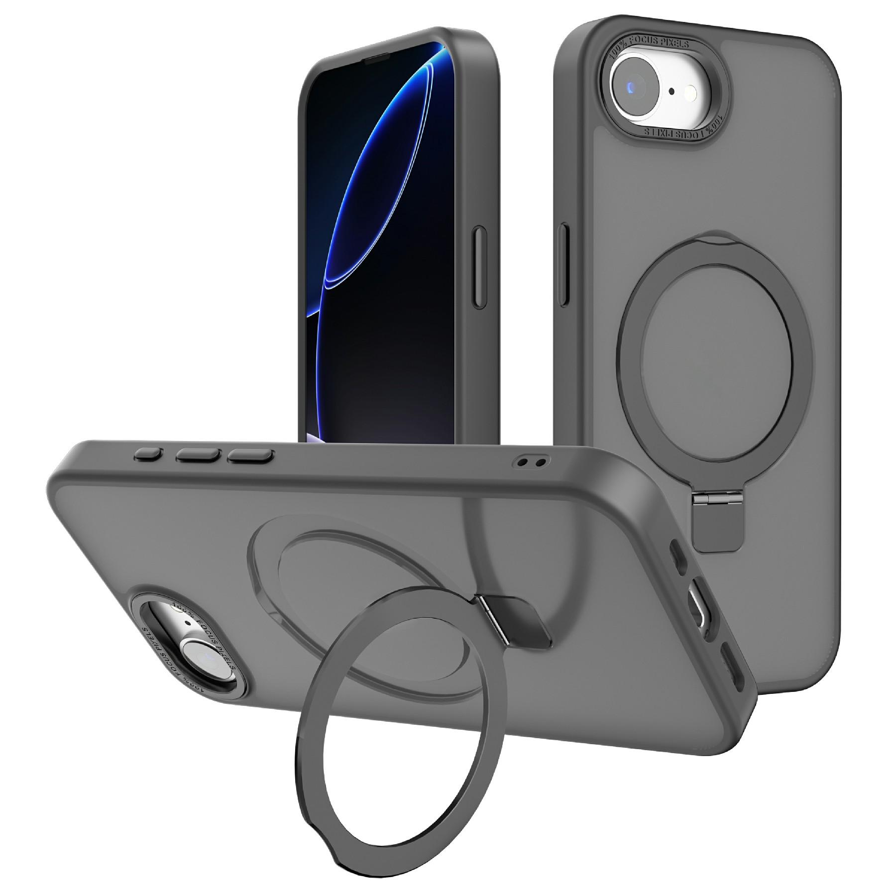 

For iPhone 16e Case Compatible with MagSafe Anti-Drop TPU+PC Kickstand Phone Cover Black