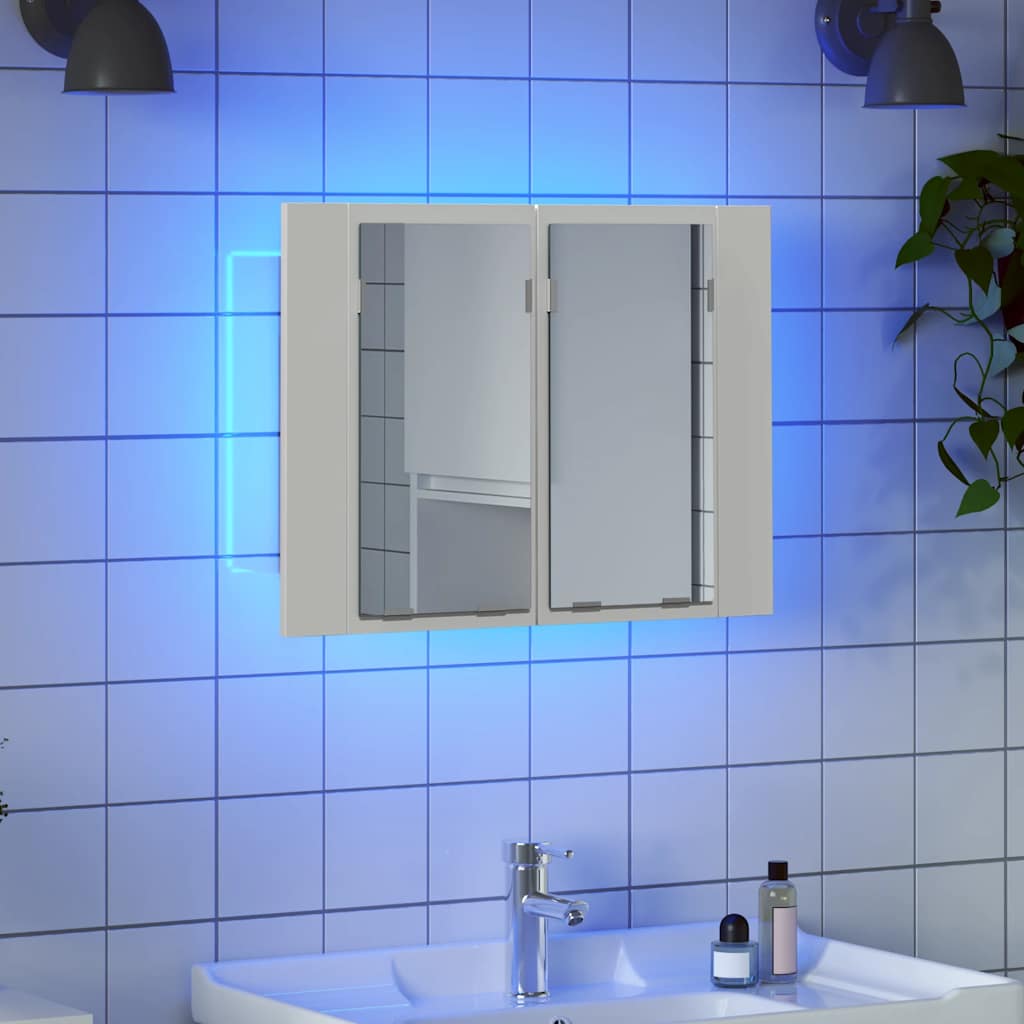 LED Bathroom Mirror Cabinet White 60 X 12 X 45 Cm Acrylic