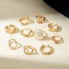 Premium Glänzender Wassertropfen Umarmungsperlenring Damen, Barock Offener Gelenkring Set