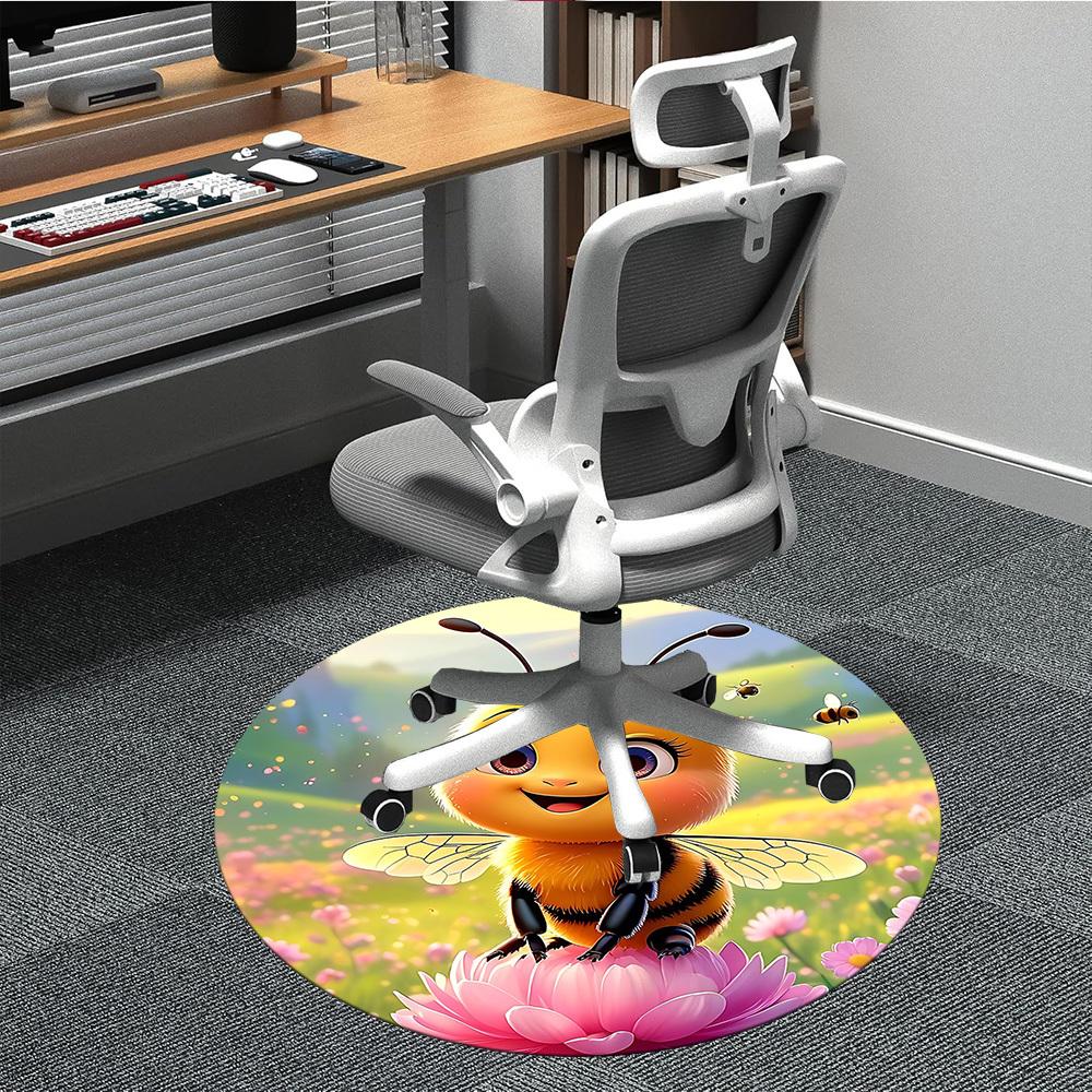 

1PC Bee Flower Office Round Area Rug, Indoor Mat Suitable ForOffice, Under Office Chairs Bedroom Living Room Home Decor, Room Deco, D106 80cm by 80cm