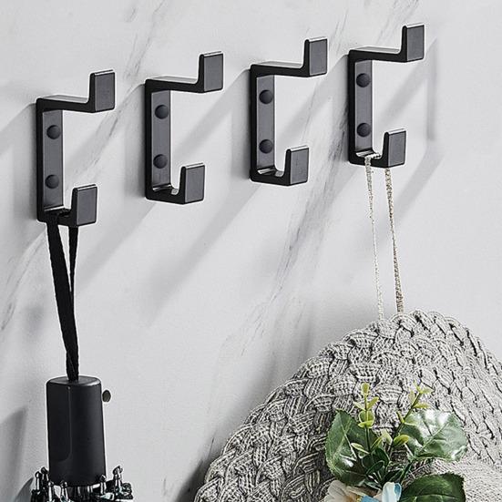 1 Set Wall Hook Heavy Duty Aluminum Wall Mount Storage Hooks Space-Saving Hangers for Clothes Coat Hat Towel