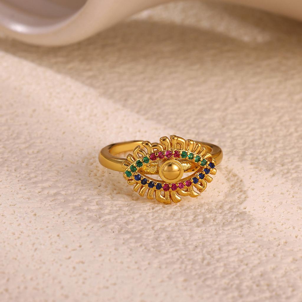 Colorful Non-Fading Eyes Punk Rings For Women Men Fashion Devil's Eye Zirconia Ring Personalized Gold Color Anillos Party Gift